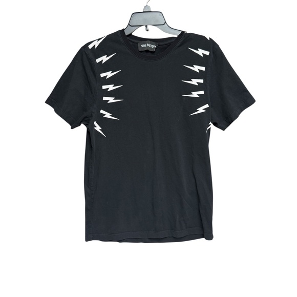 Neil Barrett Black Shirt with White Bolt Pattern size medium - Picture 1 of 8